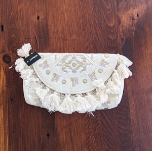 Express Shiraleah Chicago 'Anaya' Embroidered, Cloth, Tassel Clutch